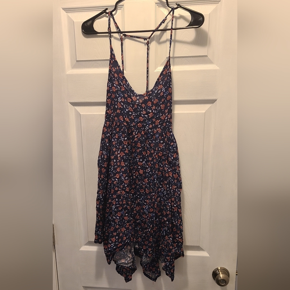 Hollister Navy Floral Asymmetrical Dress